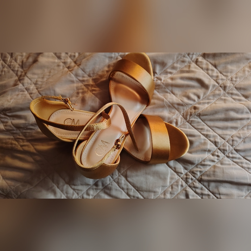 Satin Gold Heels